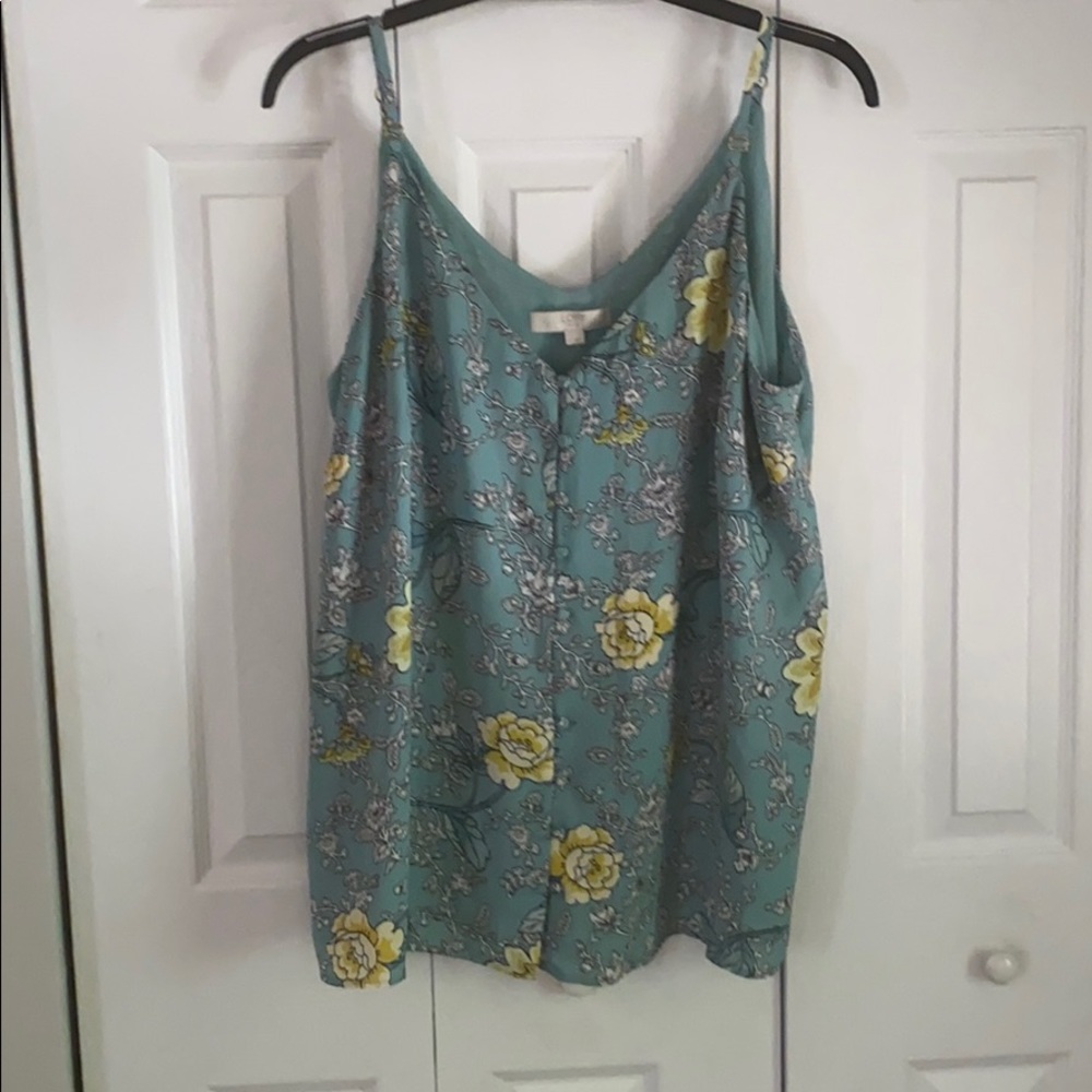 Green floral loft tank top